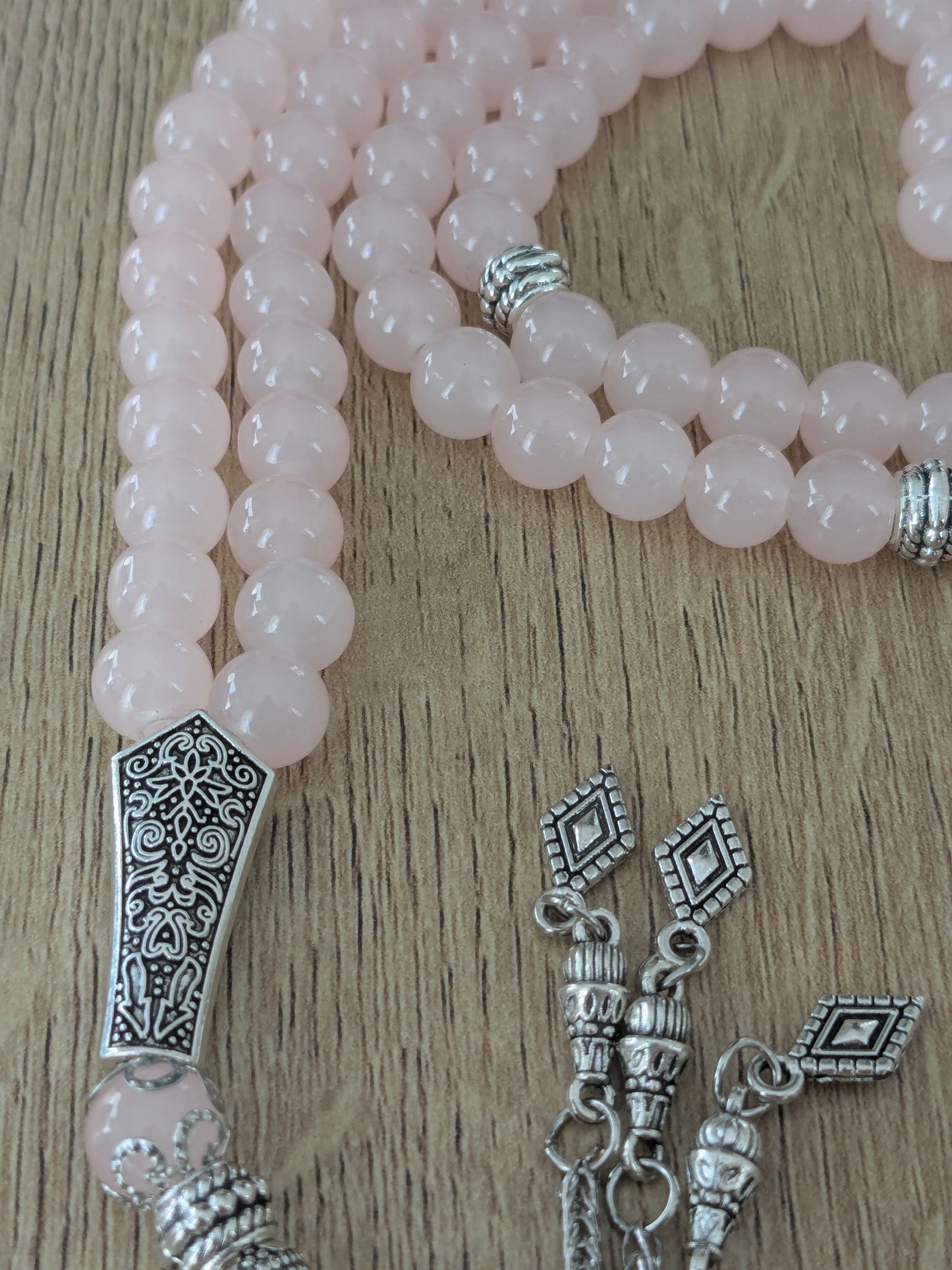 Grand misbaha en verre rose