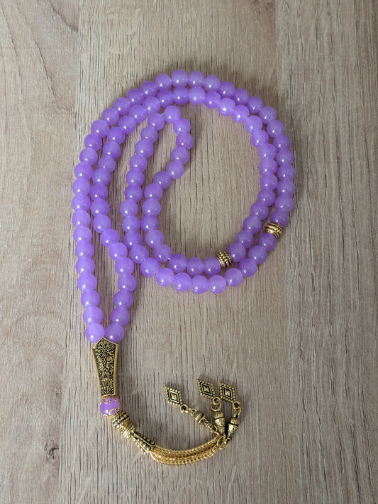 Grand misbaha en verre violet