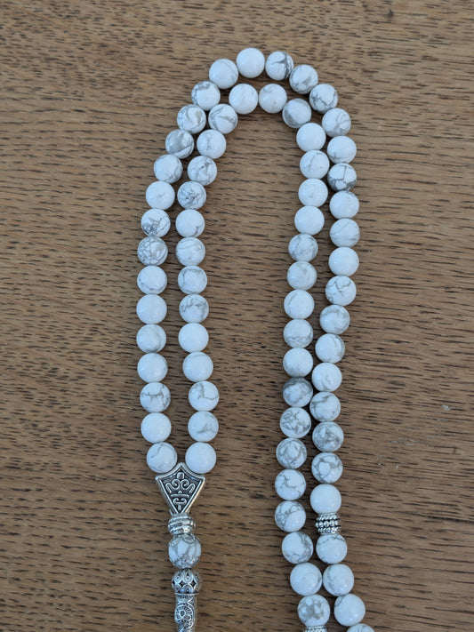 Grand misbaha en Howlite blanche