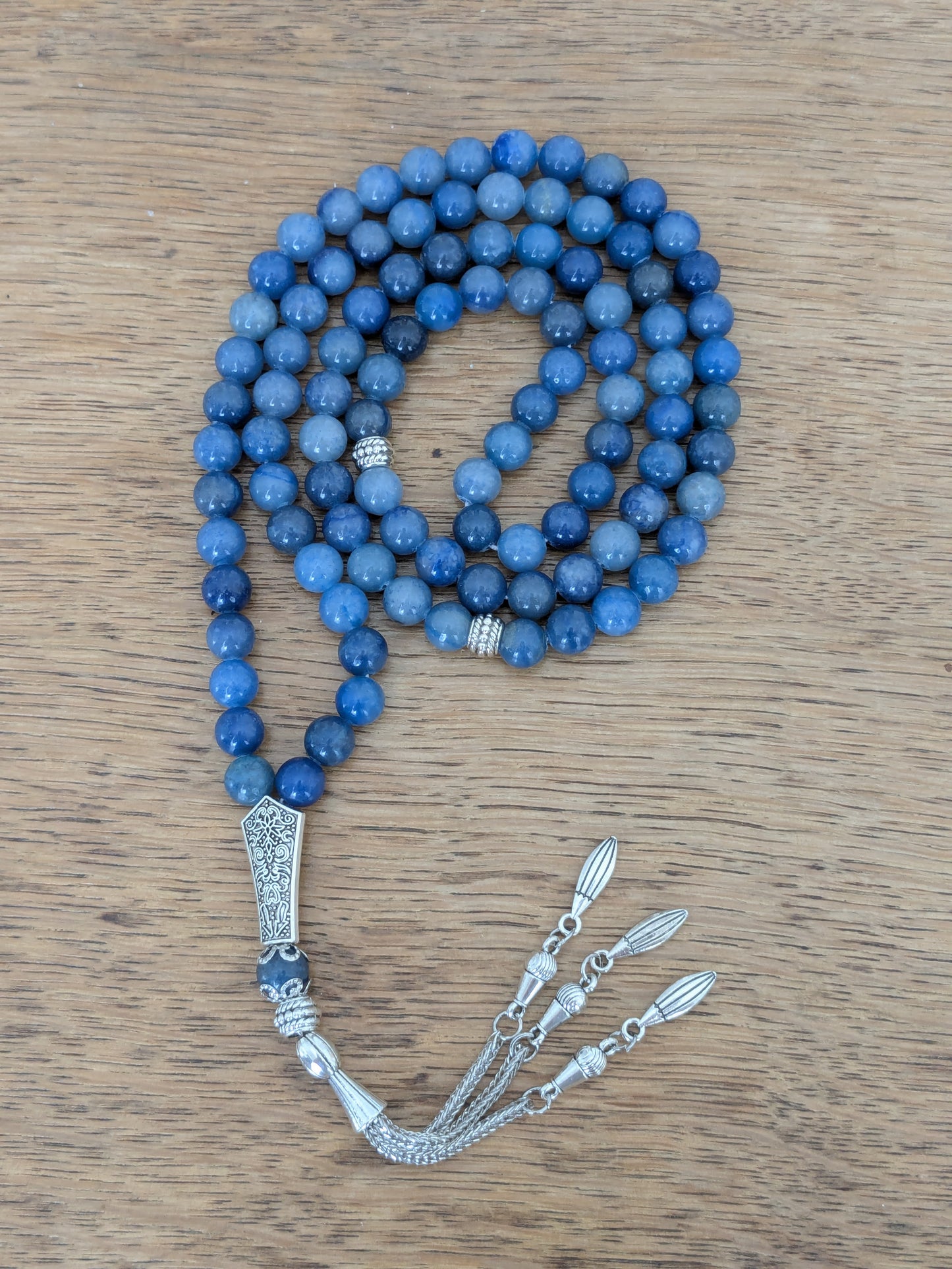 Grand tasbih en Aventurine bleue
