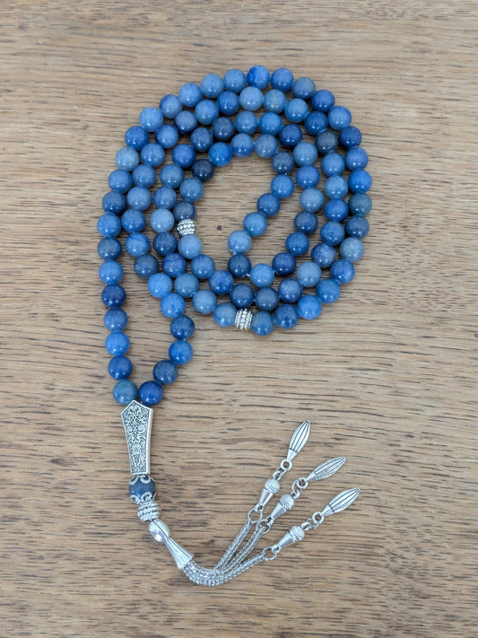 Grand tasbih en Aventurine bleue