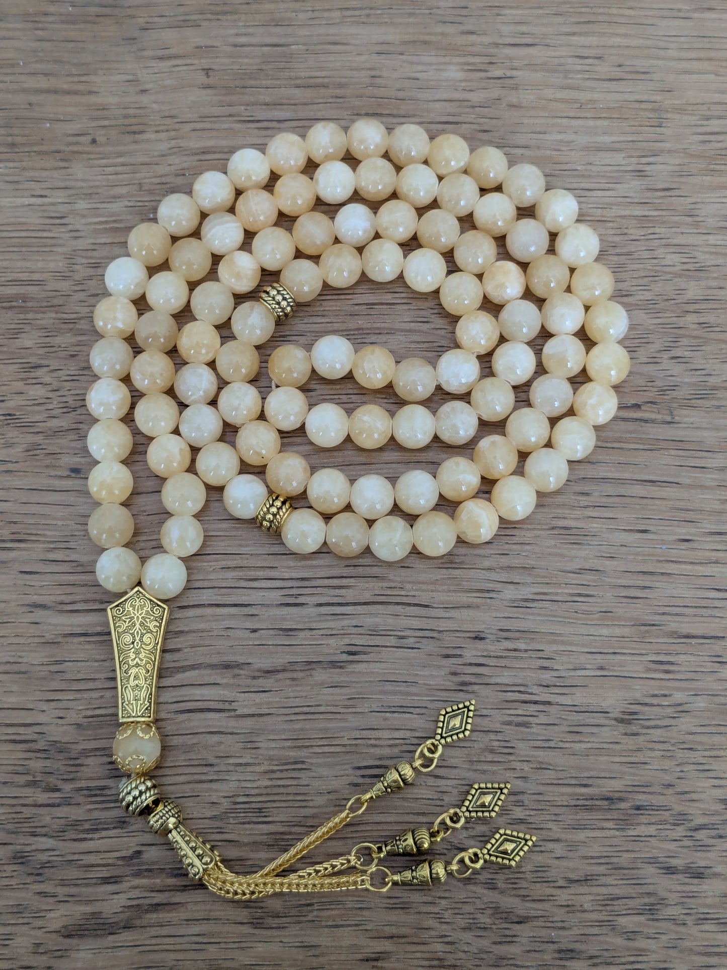 Grand tasbih en Calcite Orange