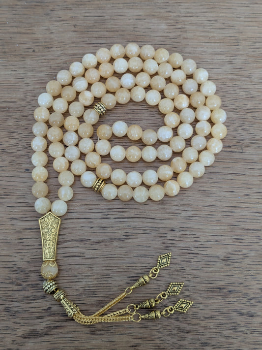 Grand tasbih en Calcite Orange