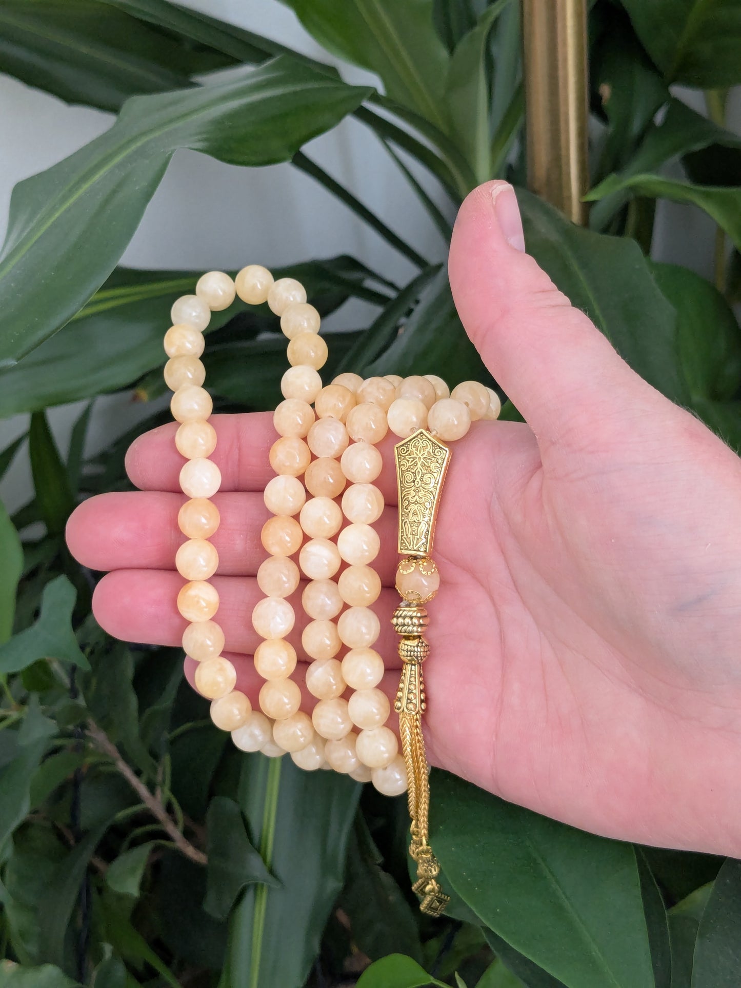 Grand tasbih en Calcite Orange