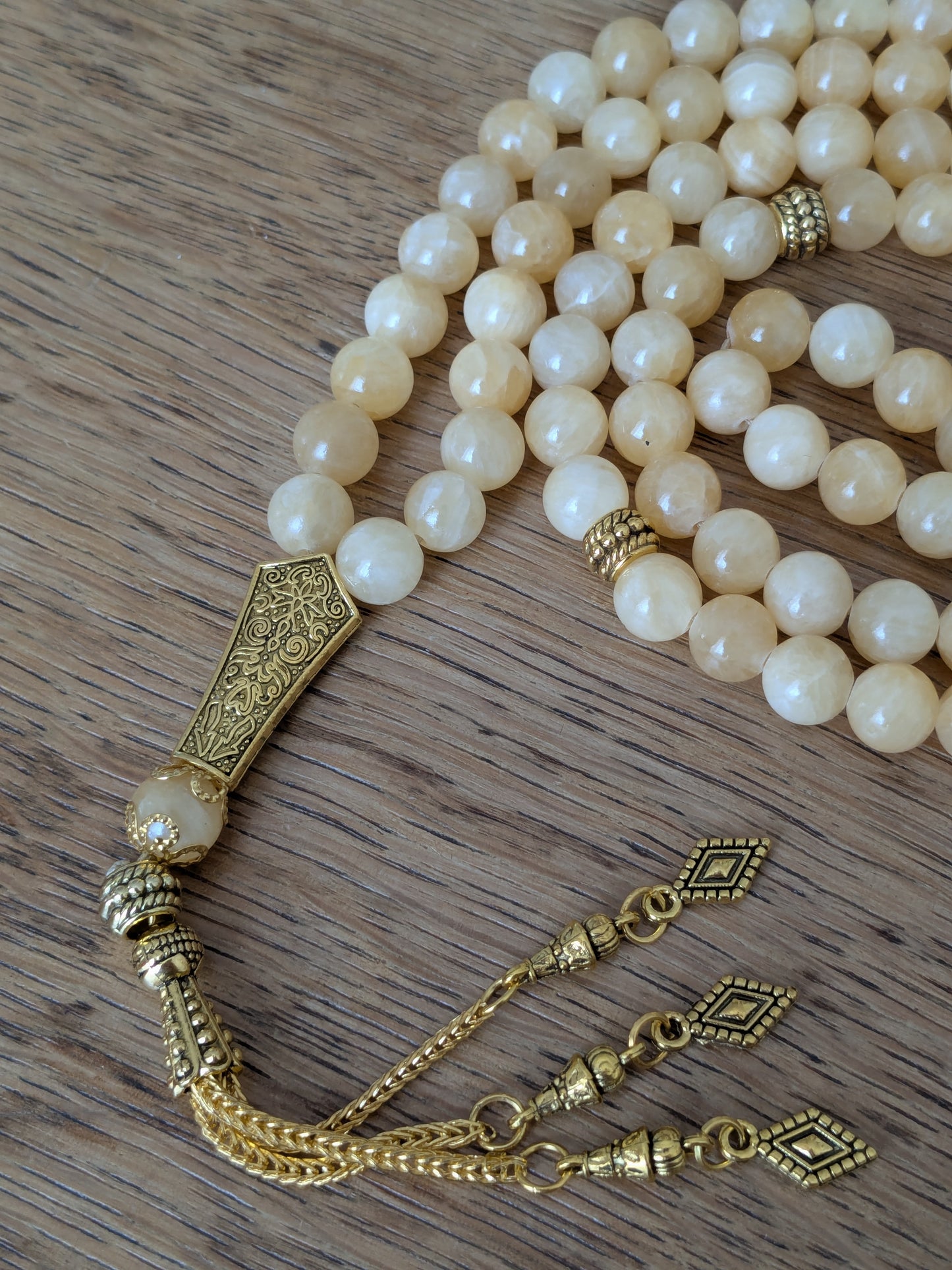Grand tasbih en Calcite Orange