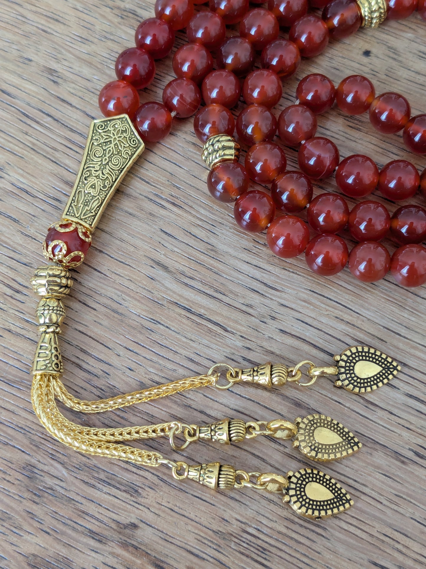 Grand tasbih en Cornaline rouge