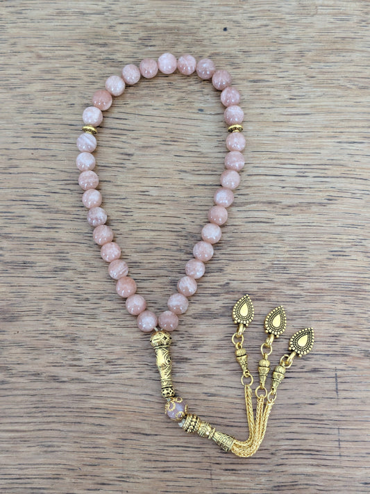 Petit tasbih en Pierre de lune orange