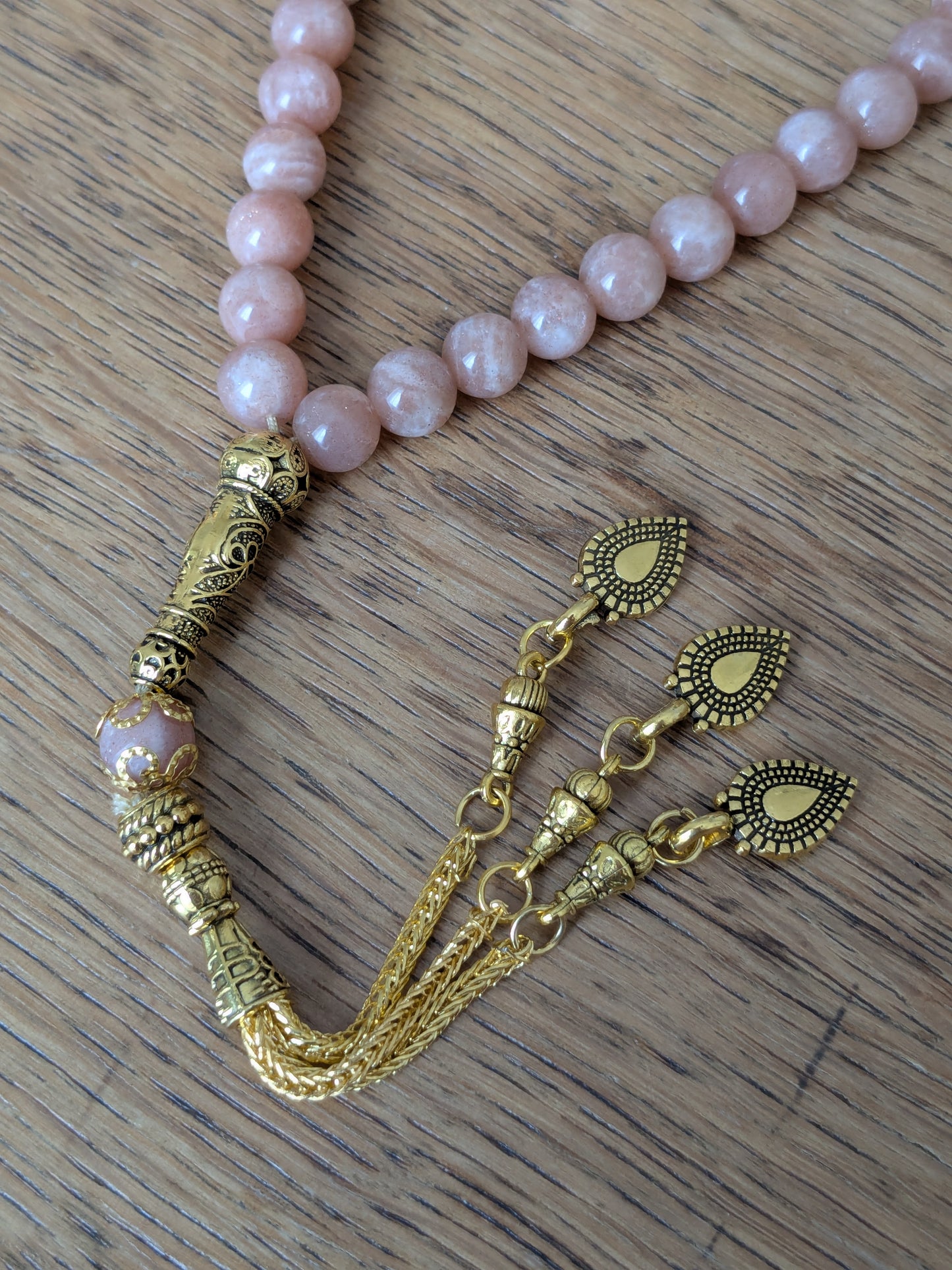 Petit tasbih en Pierre de lune orange