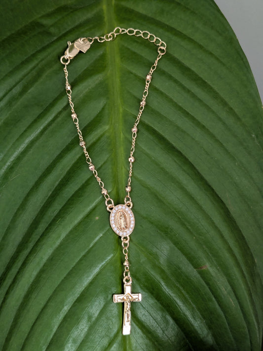 Bracelet Catholique Vierge Marie strass