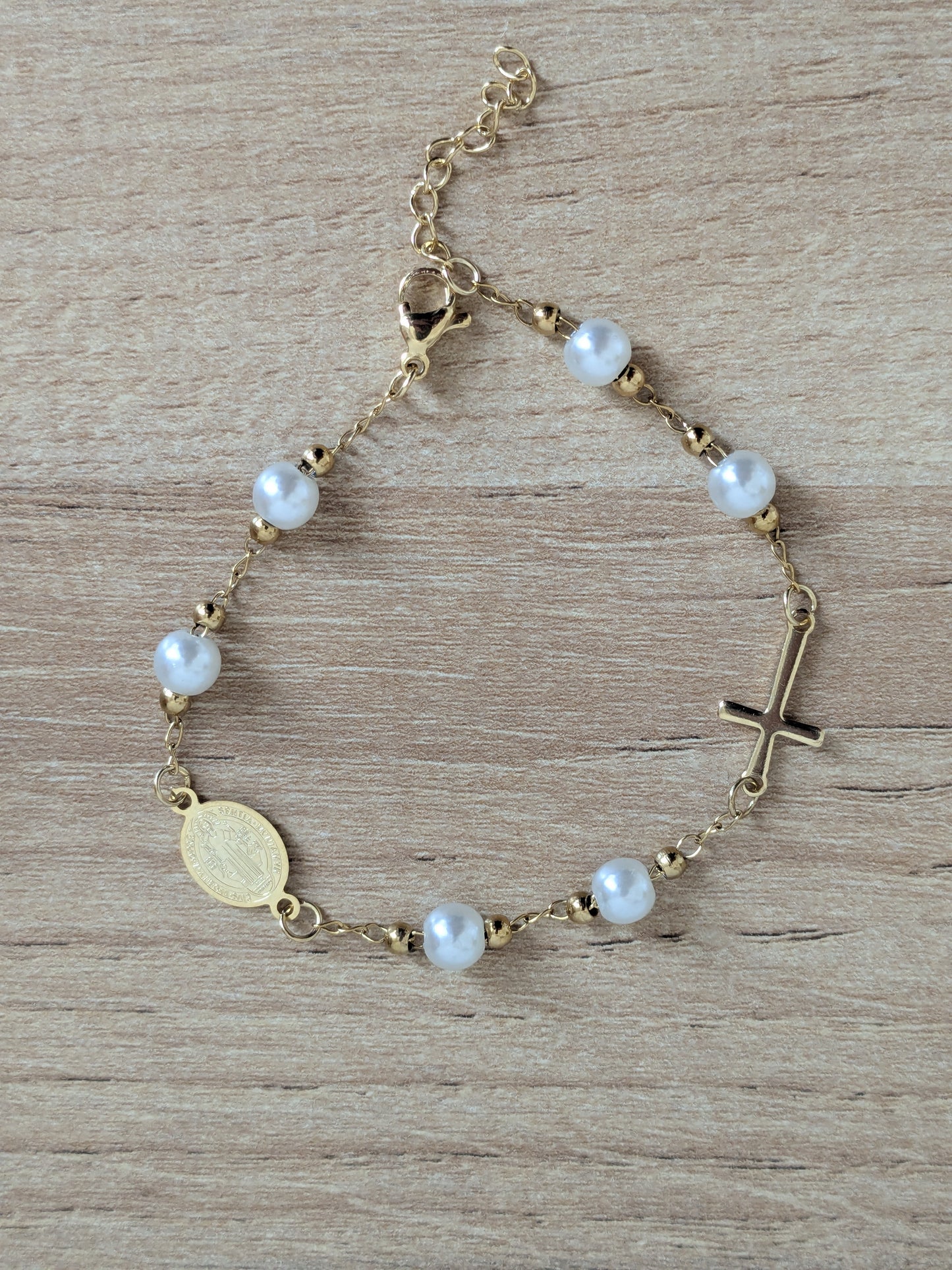 Bracelet Catholique Saint-Benoît perle
