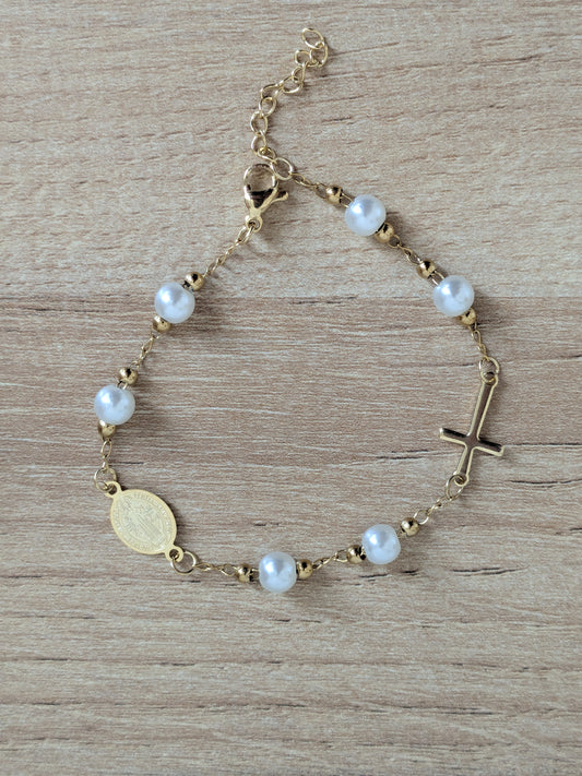 Bracelet Catholique Saint-Benoît perle