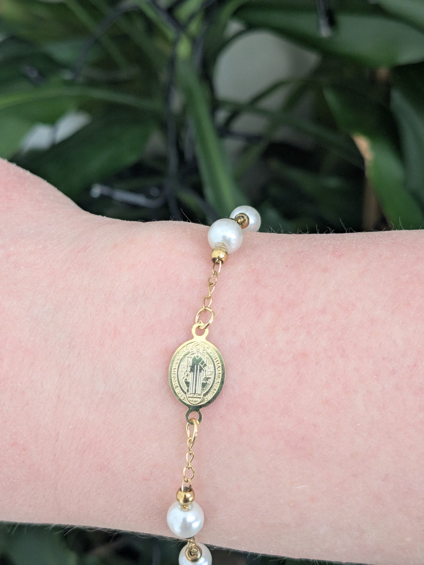 Bracelet Catholique Saint-Benoît perle